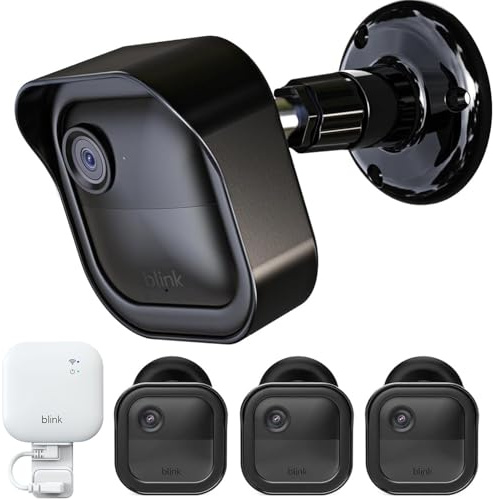 Blink Outdoor-Kameragehäuse und Halterung für Blink 4. Generation und 3. Generation, 3 Stück Schutzhülle und 360° verstellbare Halterung mit Sync-Modul 2 Steckdosenhalterung (schwarz)