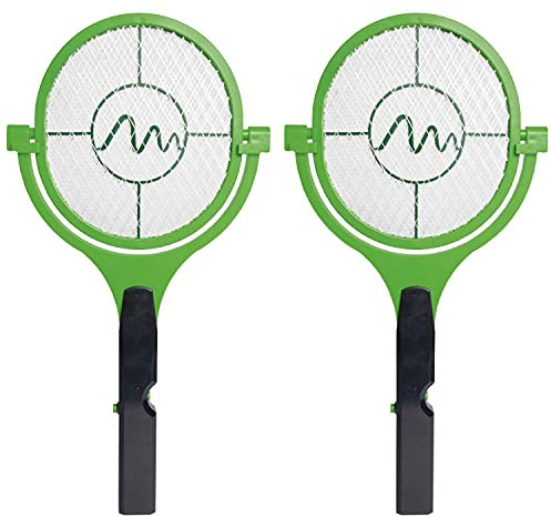 Gardigo Fliegenklatsche elektrisch mit 90° schwenkbarem Kopf - 2er Set | Elektrische Fliegenklatsche Stabil | Drehbarer Kopf | Einfaches Fangen an Decken, Fenstern und Wänden | Insektenvernichter