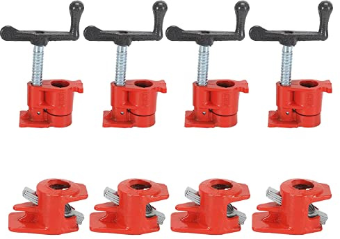 Youyijia 4 Stück Rohrschraubzwinge 3/4 Zoll Rohr Schraubzwingen Set Schnellspanner Metallklammer Rohrklemmen Rohrzwingen Rohrschelle Schraubstock für Holzbearbeitung