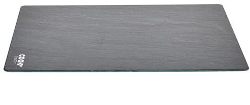 Cook Concept KD3349 Planche à découper rectangulaire Verre trempé Effet ardoise Noir et gris H0,4 x 30 x 40 cm