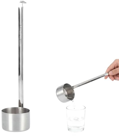 Cucharón para Vino de Acero Inoxidable - Cuchara Vertedor de Cerveza con Gancho, Medidor de Capacidades 25/50/125/250/500ml para Cocina(500ML)