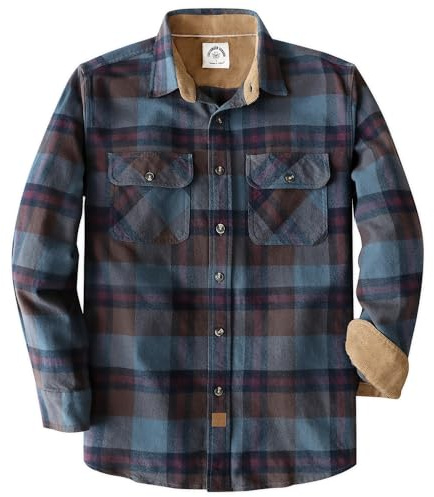 Dubinik® 6 oz Chemise à Carreaux Homme Flanelle Longues Manches Confort