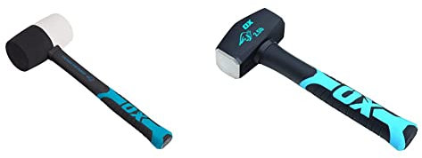 OX Combination Rubber Mallet - 24 oz & Club Hammer - Sledgehammer with Fibreglass Handle - Forged and Induction Hardened Hammerhead - 2.5 lb / 1.1 kg