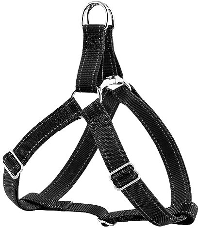Plutus Pet Step In Dog Harness, Reflective, Adjustable, and Secure with Metal Buckles, Easy Walk Dog Harness for Puppy, Small, Medium and Large Dogs, Black, M