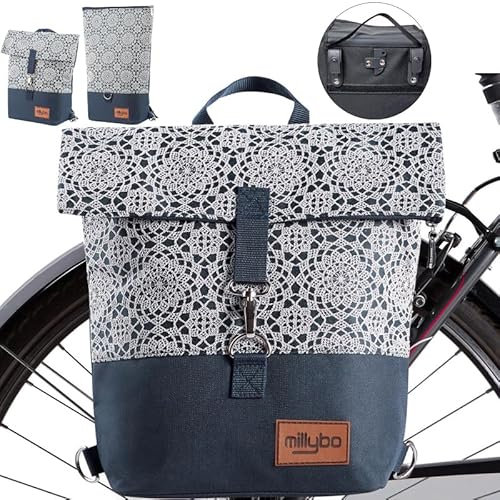 millybo SWEET Fahrradtaschen für Gepäckträger Damen & Herren, Fahrrad Tasche Hinten 3-in-1 Gepäckträgertasche und Rucksack, wasserfest (800.004 PLUS)