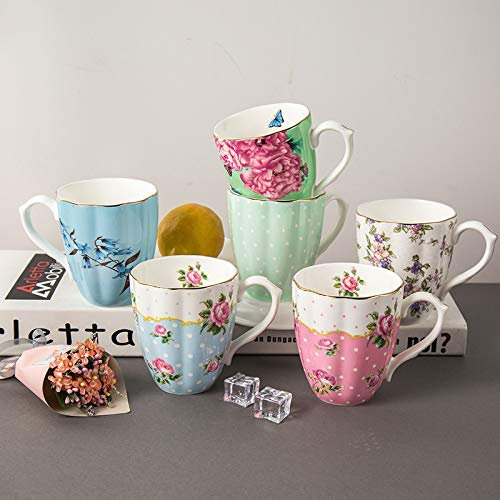 Service à Café Tasses Grande Capacité 420 ML Creative Pastorale Fleur Tasse À Thé Bureau Lait Café Tasse en Céramique Maison Drinkware Porcelaine Anglaise (Color : Style B, Size : 420ml)
