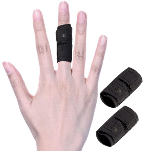 Mezeic 2 PCS Finger Splint Trigger Finger Brace Adjustable Finger Sleeve Buddy Wraps Compression Finger Support Mallet Finger Support for Arthritis Pain Sport Injuries (Single, M)