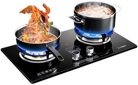 Vidrio Templado Estufa De Gas - Estufa De Dos Fuegos Fácil De Limpiar Para Uso Doméstico, Estufa De Cocina A Gas Con Función De Temporizador, Cómoda Estufa Con Recordatorio Anti-escaldaduras ( Size :