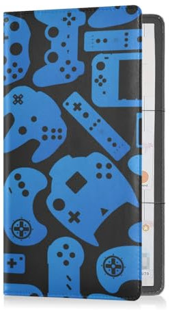 Car Registration and Insurance Card Holder Video Game Controller Gadgets Blue PU Leather Vehicle Glove Box Organizer Document Wallet Accessories Case