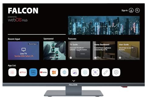Falcon 27 inch TV WebOS SMART TV Wifi Camping – 12V/24V, Integrated DVD Player, Bluetooth 5.0, USB, Streaming, Freeview, Netflix, Prime Video, pitch perfect Television for Campervan, Motorhome IPTV