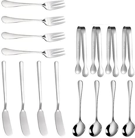 Muuoeou KäSe-Butter-Streichmesser-Set 16-Teiliges Charcuterie-ZubehöR Edelstahl-Buttermesser Servierzange (Silber)