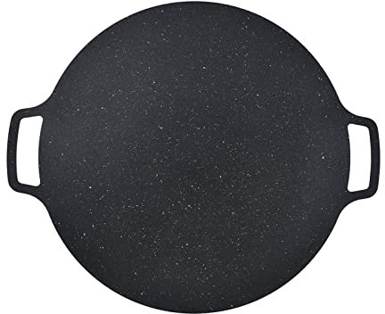 Cocoarm Antihaftbeschichtete Koreanische BBQ-Grillpfanne aus Eisen, Hitzebeständig, Rundes Grilltablett für Schweinebauch, Pfannkuchen, Campingplätze und Partys (30cm)