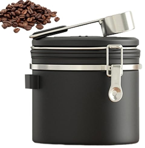 Récipient à Café Hermétique Avec Valve d'Échappement et Cuillère | Boîte Pour Café Moulu en Acier Inoxydable 304 Pour Grains