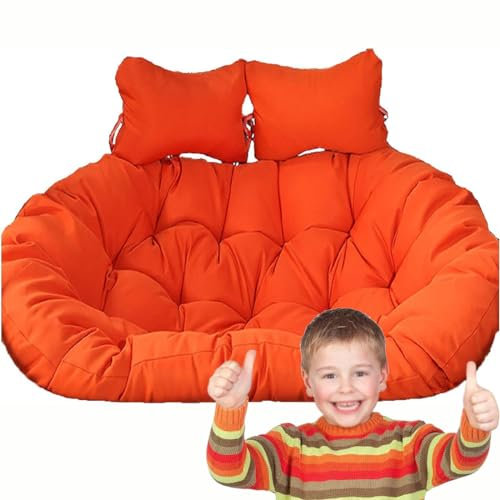 HAILM Hängesessel Kissen, Twin Sitzkissen Hängesessel 2 Personen, Ultra Dick Anti-Verformung Auflagen Polster Für Schwingsessel, Indoor Outdoor Hängesessel Polsterauflage,Orange