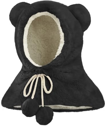 JFAN Bambini Cappello Invernali Calda Cappello Balaclava Invernale Bambino Bambina 2 in 1 Berretto Invernale Adatto a Ragazzi e Ragazze per 3-12 Anni,Nero