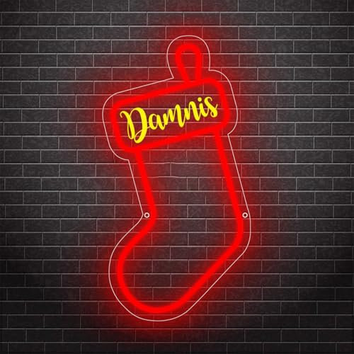 Personalisiertes Weihnachtsstrumpf-Neonschild, Weihnachtsdekoration, beleuchtetes Raumschild, LED-Neonschild, USB-betrieben, Weihnachts-Neonbeleuchtung für Schlafzimmer, Wohnzimmer, Heimdekoration