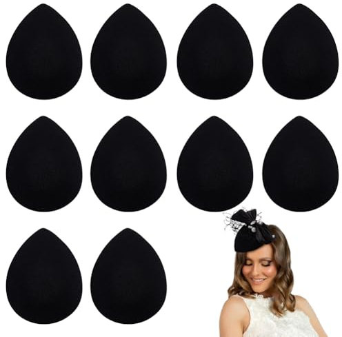 FINGERINSPIRE 10 Stück Fascinator Hut Basis 10x12.7cm Eva Stoffhut Fascinator Millinery Basis Schwarz Tropfenhut Basis Cocktailhüte Herstellung Basis Damen Hut Bastelbedarf Für Party Millinery Hut