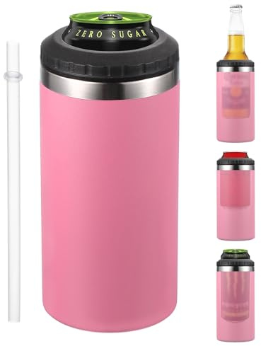 PATIKIL Slim Can Cooler, 16oz Skinny Can Insulated Beer Sleeve Drink Holder for Beer Soda Coffee Regular Cans and Bottles, Dark Pink