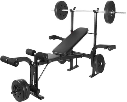 Hantelbank Klappbar,4 in 1 Hantelbank Mit Gewichten,Verstellbare Hantelbank mit Dip-Station 220 lbs weight capacity,Klappbare Schwerlast Gewichtheben Bank Heimtraining Fitnessstudio Multifunktion