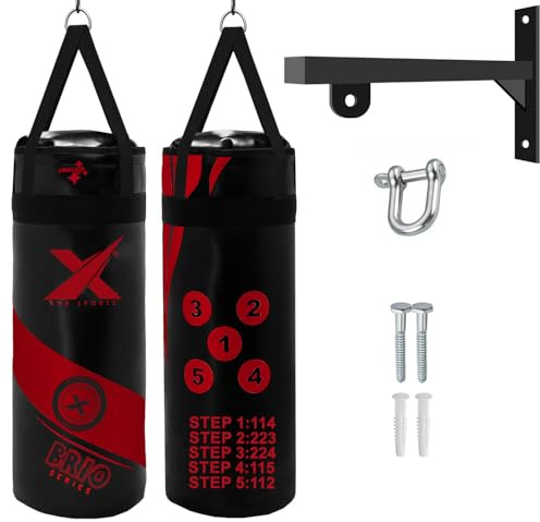 Xn8 Kids 2FT Filled Boxing Punch Bag with Bracket – Heavy Duty Hanging Bag with Punching Number Combinations, Self-Learning for Boxing, Kickboxing, MMA, Muay Thai, Karate & Grappling for Boys & Girls