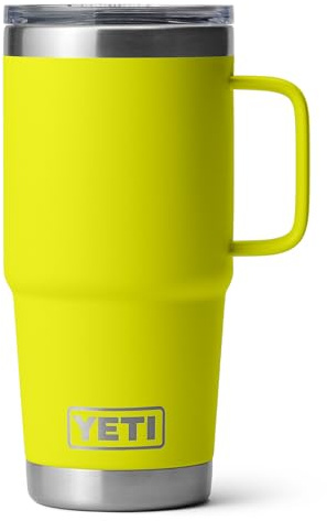 YETI Rambler Travel Mug, Stainless Steel Vacuum Insulated Mug with Stronghold Lid, Firefly Yellow, 20 oz (591 ml)