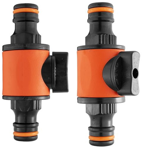 B2C Premium 1/2 Garden Hose In-Line Shut Off Valve Connector – Durable Tap Fitting for Efficient Water Control, Leak-Proof, Quick Connect for Outdoor Irrigation Systems (2, Black)