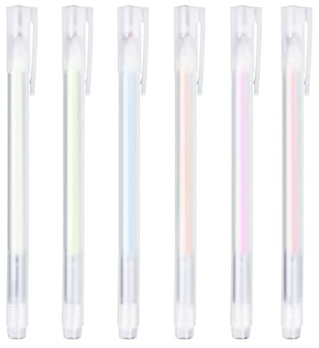 6 Bolígrafos de Pegamento de Secado Rápido, Bolígrafos de Pegamento Adhesivo de Colores con Purpurina para Niños Bolígrafos Dispensadores Tipo Empuje para Hacer Álbumes de Recortes