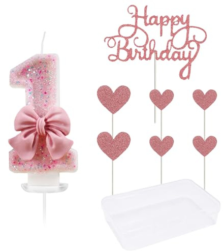 CVDYWDJIE 1 Candela Numero 1 E 1 Set di Inserti per Torta, Candele Scintillanti, Candeline per Torte Dolci, Decorazioni per Torte, Forniture per Feste di Compleanno