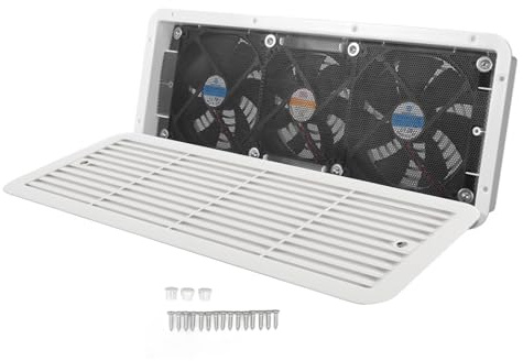 RV Kühlschrankventilator 12V Drei Ventilatoren Leiser RV-Seitenventilator mit Schutznetz für RV Motorhome Yacht Boot