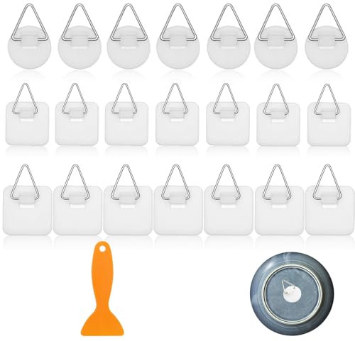 21 Stück Klebehaken für Bilder, Bildaufhänger Selbstklebende Bilderhaken zum Kleben Klebehaken Bilder Bilderrahmen Aufhänger für Bilder Puzzle Aufhängen Schwere Bilder (Großer Dicke Schabern)