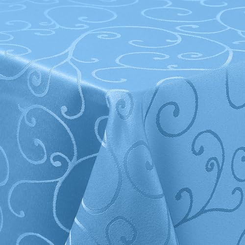 Homaxy Tischdecke Abwaschbar Jacquard Rechteckig 130x160cm, Blau | Damast Design, Schmutzabweisend, Dick & Langlebig, Pflegeleicht Maschinenwaschbar, Für Küche Party Garten