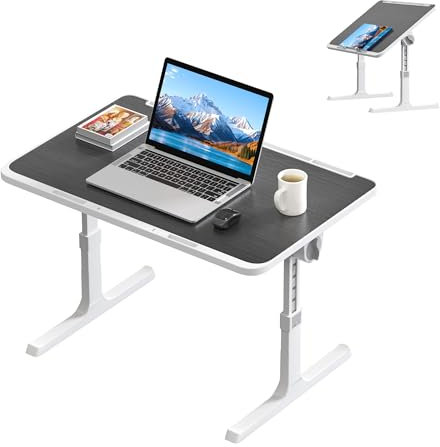 NAIZY Laptoptisch 60x39,5 cm Klapptisch 27-39 cm Höhenverstellbar Betttisch mit Tablet-Kerbe & Winkelverstellbare Platte Betttablett Bett T isch für Sofa Bett Boden, Schwarz