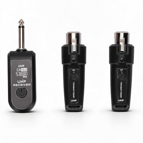 Trasmettitore e Ricevitore XLR Wireless per Microfono Condensatore, Adattatore per Microfono Wireless Ricaricabile per Microfoni Dinamici, Miscelatori, Strumenti
