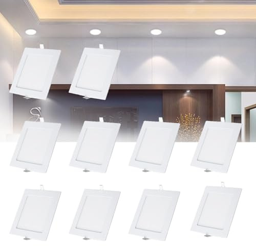 3000K Varm Taklampa Led Infälld Panellampa Lämplig for Kontor, Badrum, Sovrum, Vardagsrum Takbelysning(10pcs,18w)