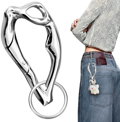Porte-clés mousqueton mignon et cool, style années 2000, irrégulier, en alliage de zinc, pour sac à dos, sac à main, randonnée