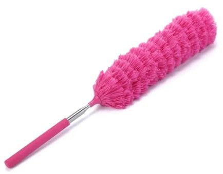 LuoAXINN Plumeau électrostatique télescopique Flexible en Acier Inoxydable, Outil de Nettoyage for la Maison, Brosse à poussière en Microfibre pour Coins, plafonds(Rose Red)