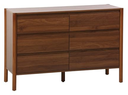 Alice's Garden sweeek - Commode décor Bois 6 tiroirs 120cm Noyer - 120 x 42 x 78.5 cm - Harmony