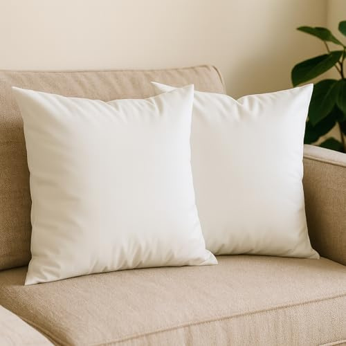 Hans-Textil-Shop 2er Set Kissenbezug 25x35 cm Weiß – Baumwolle Linon, Uni Kissenhülle mit Reißverschluss, Dekokissen Sofakissen Couchkissen Made in Europe