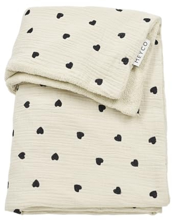 MEYCO Babydecke 75x100cm Musselin/Frottee Sweet Heart Soft Sand | 100% Baumwolle - Oeko Tex zertifiziert - TOG 1.5 - vielseitig einsetzbar - kuschelig & atmungsaktiv - waschbar