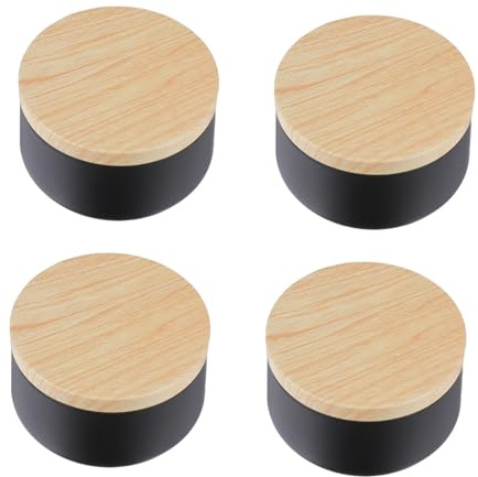 DECORNIJIA Kerzendosen aus Weißblech 8oz 4 Stück mit Holzdeckel Schwarz | Reiseaufbewahrungsbehälter für Selbstgemacht Kerzen, Moderne Rustikale Optik, Geeignet für Dekoration und Bankett