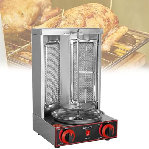 Asador De Pollos Vertical Acero Inoxidable Para Kebabs, Giratorio 360°, Parrilla Mesa, Pincho Para Asar Carne Res, Cerdo, Pollo Y Pescado, Barbecuestove(Silver)