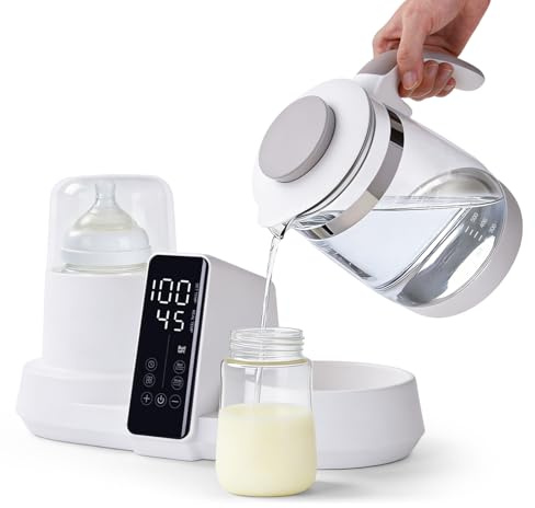Hoapin Calienta Biberones, Esterilizador Biberones 8 en 1, Calentador de Biberones, 1.2L Hervidor Agua Eléctrico Multifuncional con Pantalla LCD y Control de Temperatura