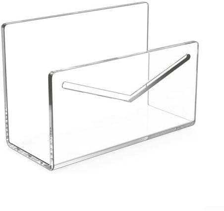 Briefhalter aus Acryl für den Schreibtisch mit transparenter Oberfläche und rutschfesten Pads, Briefablage zur ordentlichen Aufbewahrung von Umschlägen und Dokumenten (transparent)