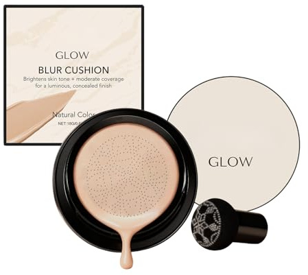 Glow Foundation Cushion - 2026 New Mushroom Head Air Cushion CC Cream - Moisturizing Cushion Makeup for Mature Skin - Brighten Long-Lasting BB Cream for All Skin Types - Natural Fair Shade