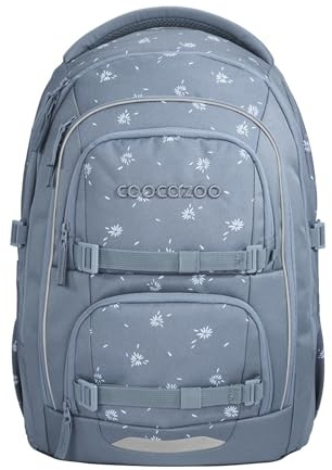 Coocazoo PORTER Schulrucksack „Bloomy Daisy”, hellgrau, ergonomischer & anpassbarer Tornister, höhen- & größenverstellbar, mit Brustgurt & Hüftgurt, ab der 3. Klasse