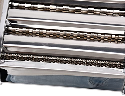 SIXRUN Nudelmaschine, Edelstahl-Teigausrollmaschine, Nudelmaschine für die Küche, 9 Gänge, Dicke, Verstellbar, Rutschfester Griff, für Zuhause, Restaurant, Silber