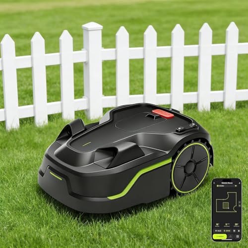 WEIMILOR Cordless robotic lawnmower for perimeters 600-800 m² (Max. area 600 m²), 30-minute installation, avoids all obstacles, edge cutting, multi-zone