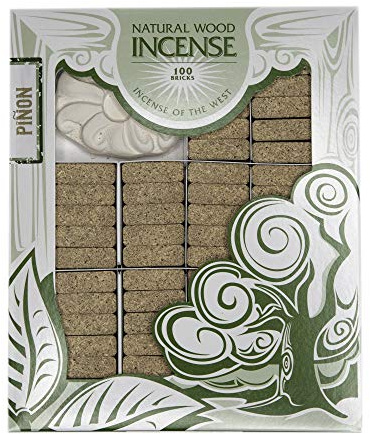 Incienso de Santa Fe - Piñon Natural Wood Incense Bricks with Holder, 100 Count - Made in the USA