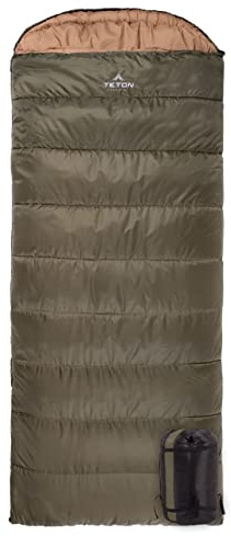 Teton Celsius XL 0F Sleeping Bag; Cold Weather Sleeping Bag; Great for Family Camping; Free Compression Sack, Green, Right Zip