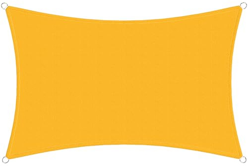 jarolift Sonnensegel Rechteckig, Wasserabweisend, Sonnenschutz Sichtschutz für Terrasse Garten Balkon, Polyestergewebe 300 x 200 cm, Gelb